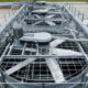 Cooling tower basin with debris buildup